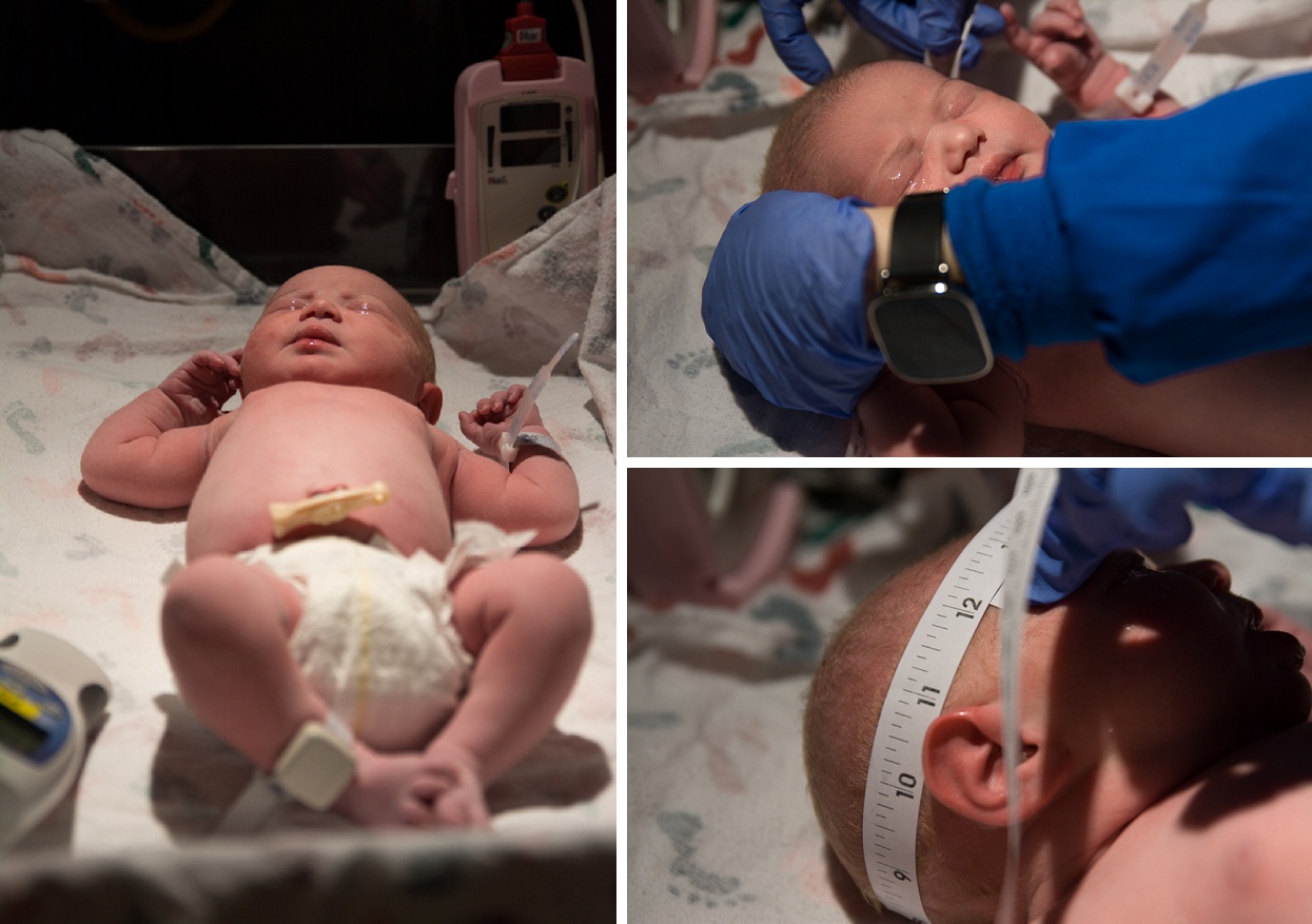 Newborn measurements, getting head measured, Denver birth photography