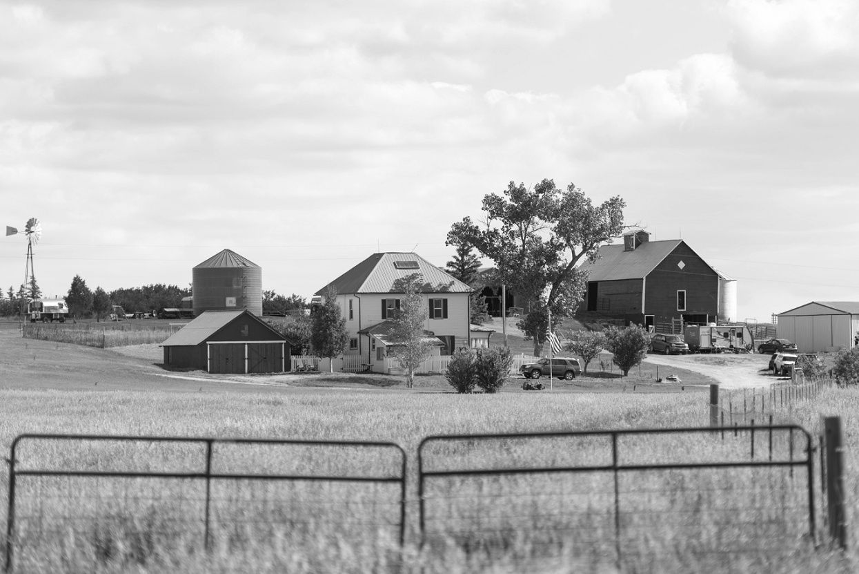 Black and white photo of Colorado family farm