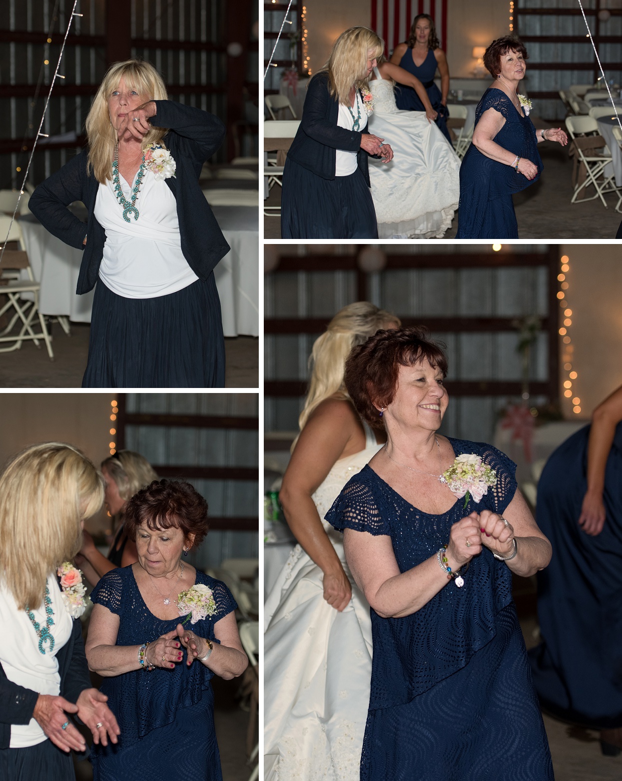 Grandmas line dancing at wedding