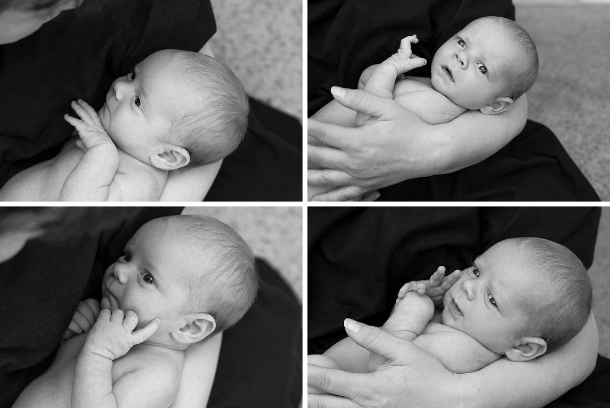 Black and white newborn photography, dramatic baby