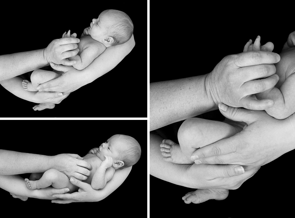 Newborn with black background, black and white newborn photography 