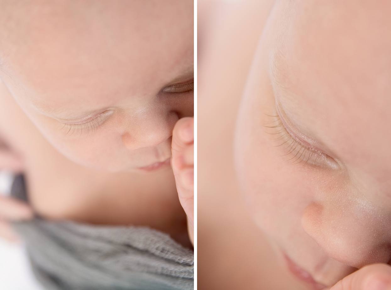Closeup details of baby's eyelashes, newborn photography