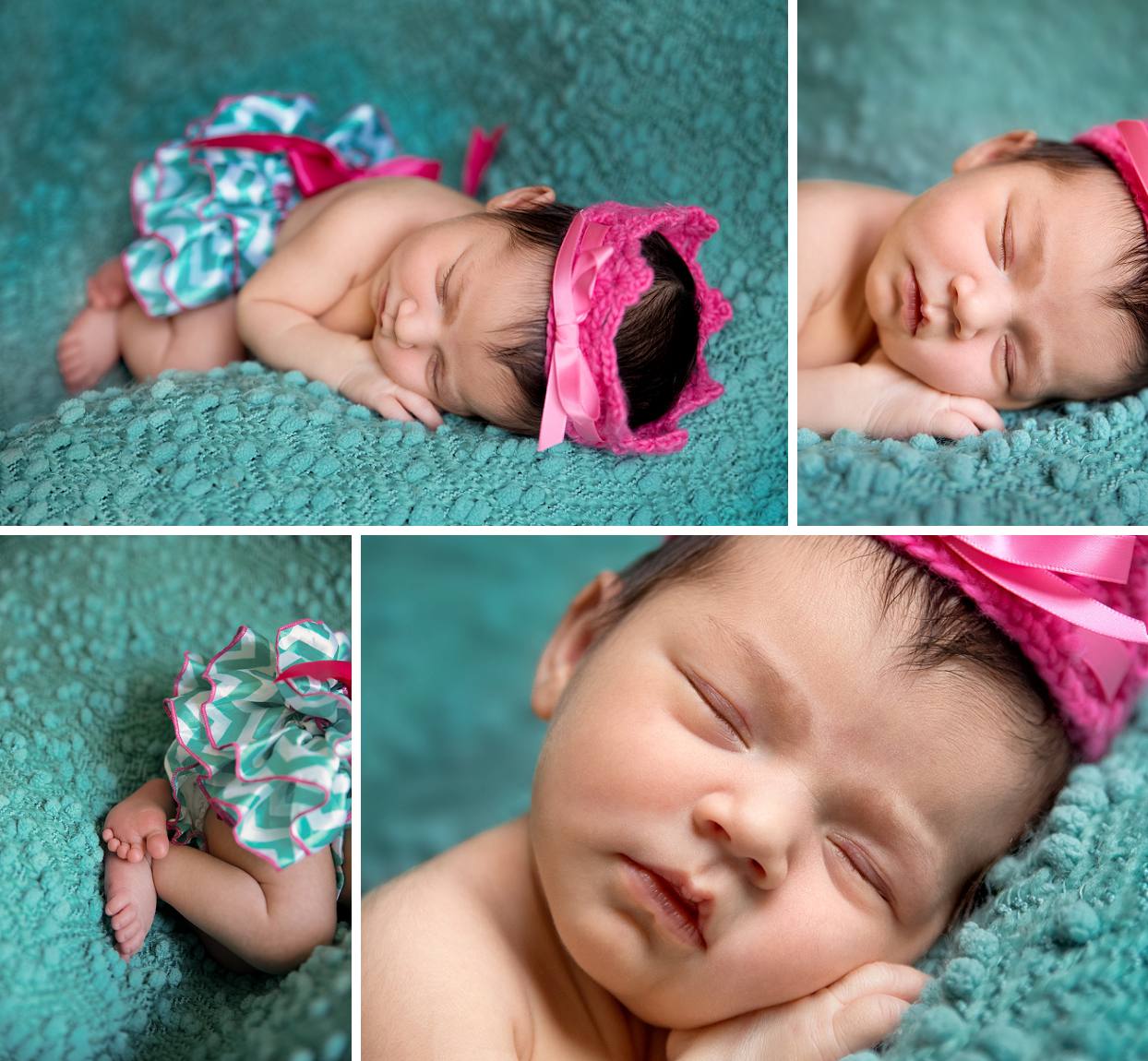 Hot pink and aqua newborn session, Denver newborn photography
