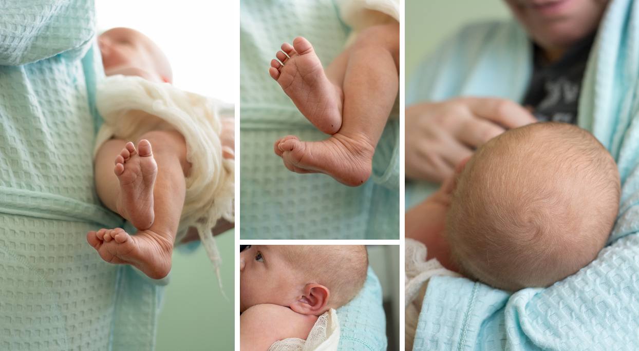 Lifestyle newborn photos of mom nursing