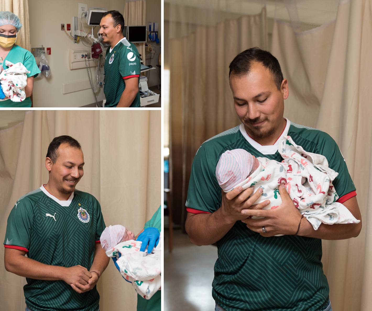 Dad meeting his baby for the first time, Denver birth story