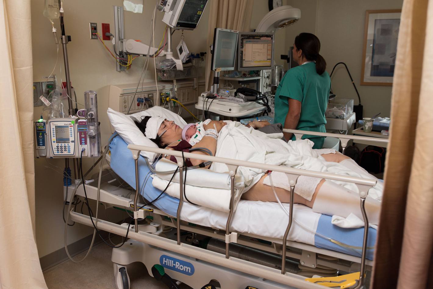 Hospital footage of mom after cesarean birth at UCHealth Anshutz