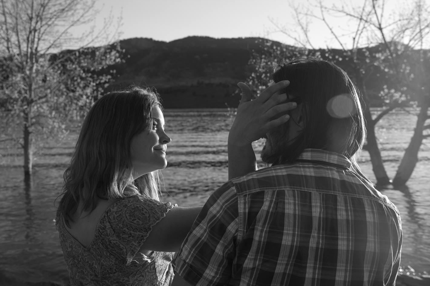 Lakeside couples photography in black and white