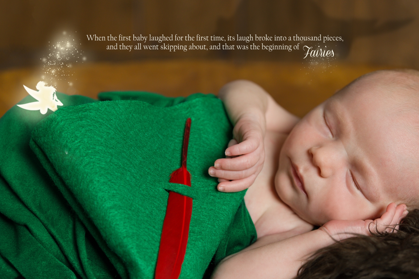 Peter Pan quote newborn photos with Tinkerbell