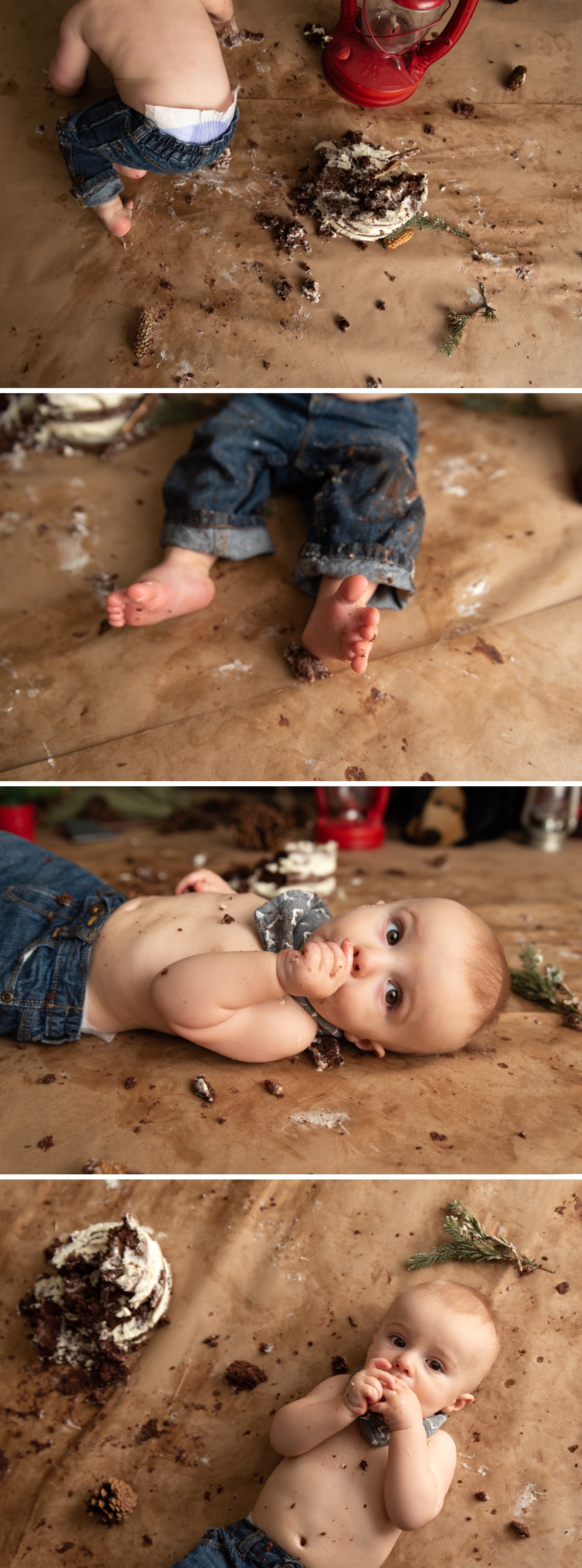 Cake smash with baby covered in cake
