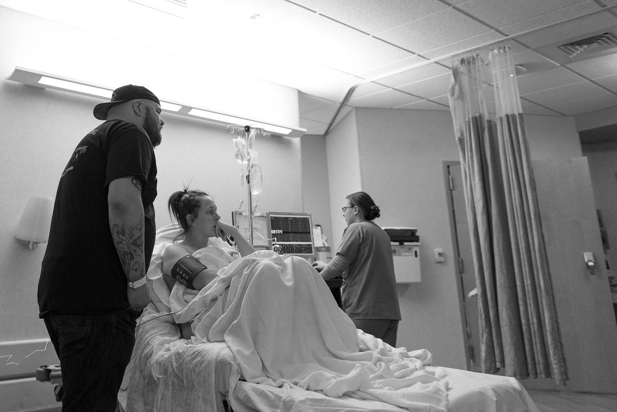 Nervous mom and dad, baby with complications, birth photography Colorado