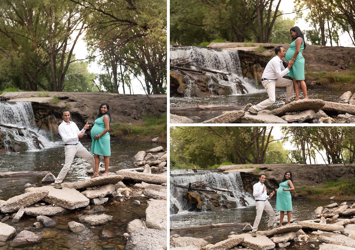 Silly maternity photos with husband and wife
