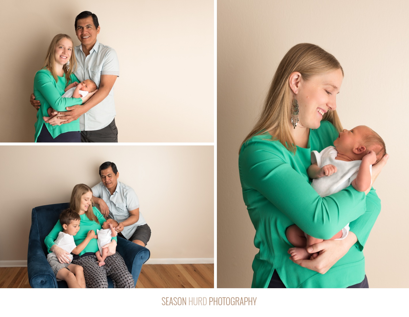 Studio style newborn family photos